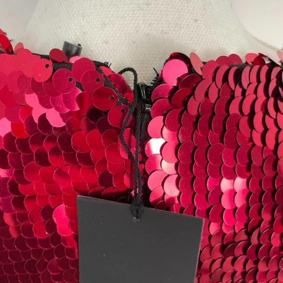 NBD Bexley Sequin Shift Dress In Raspberry Red Size XXS New - Picture 14 of 16